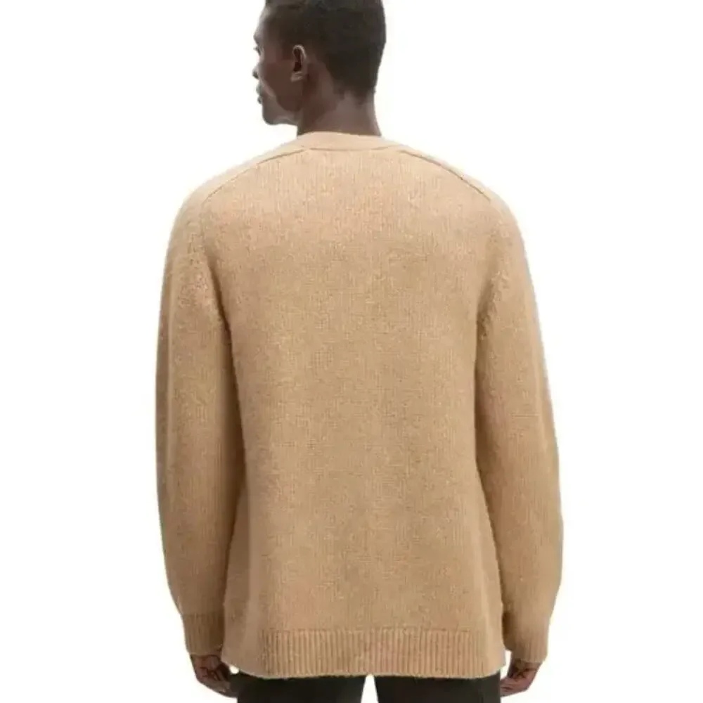 Everlane The Cloud Relaxed Cardigan Mens M Camel Tan Merino Wool Alpaca Preppy